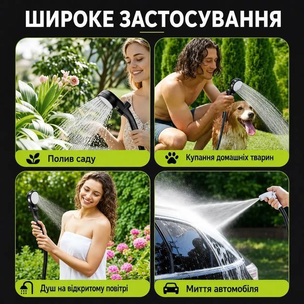 Портативний душ для кемпінгу LH‑04 Black, акумулятор 6000 мА&middot;год С-00001 фото