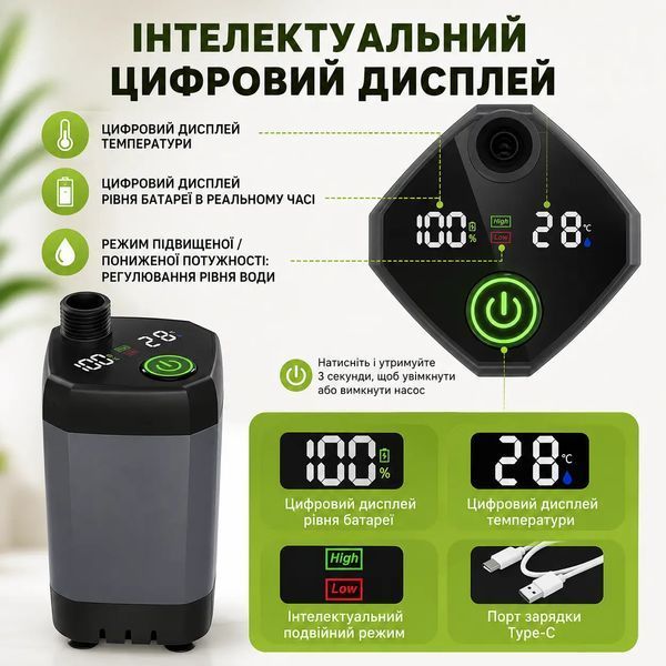 Портативний душ для кемпінгу LH‑04 Black, акумулятор 6000 мА&middot;год С-00001 фото